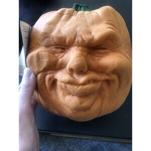 VTG TODD MASTERS Foam Halloween Pumpkin Head Face Jack O Lantern Original Tag